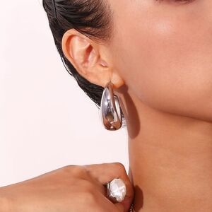 AQUA Elegant Silver Hoop Earrings